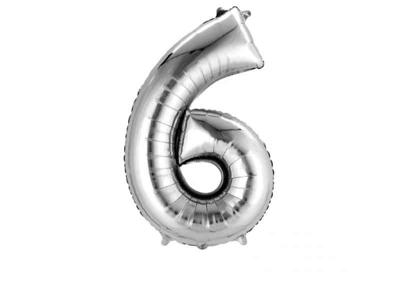 Folija balon broj 6 za helij - srebrni