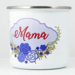 Emajlirani lončić - plavo cvijeće