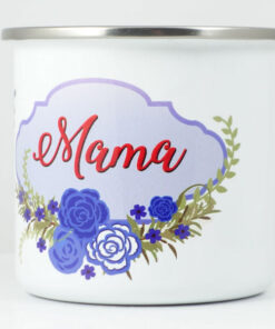 Emajlirani lončić - plavo cvijeće