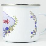 Emajlirani lončić - plavo cvijeće