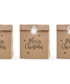 Papirnate božićne vrećice "Merry Christmas" smeđe