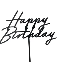 Topper crni Happy Birthday 16,5cm
